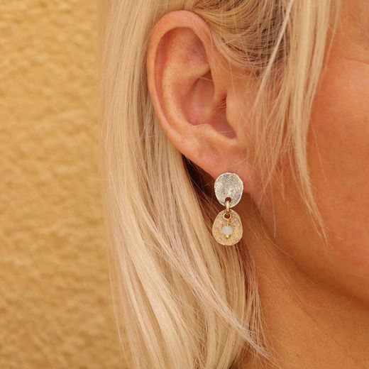 WE119X Pendientes Plata de Palo colección Medusa con Calcedonia