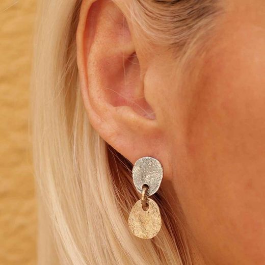 WE120X Pendientes Plata de Palo plata y bronce colección Palma