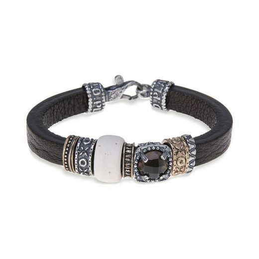 WB173X Pulsera Plata de Palo de mujer en plata, resina y cuarzo