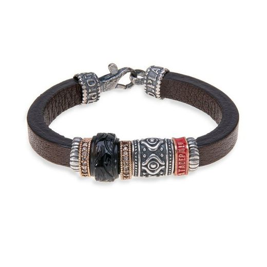 WB199X Pulsera Plata de Palo bronce y onix de mujer