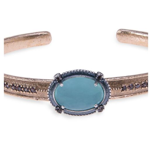 WB216X Pulsera Plata de Palo mujer bronce y circonitas