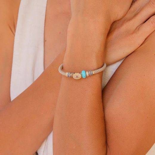 WB313X Pulsera PLATA DE PALO de mujer con turquesa