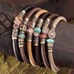 WB314X Pulsera Plata de Palo mujer en cuero y bronce