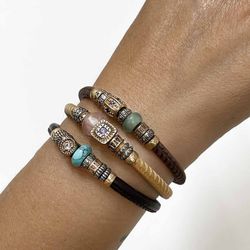 WB314X Pulsera Plata de Palo mujer en cuero y bronce