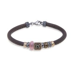 WB316X Pulsera PLATADEPALO Bruna cuero liso para mujer