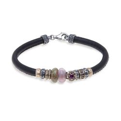 WB317X Pulsera PLATADEPALO de cuero para mujer