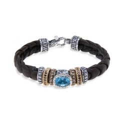 WB322A Pulsera Plata de Palo de cuero para mujer