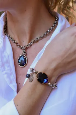WB330X Pulsera Plata de Palo Neon lapislázuli