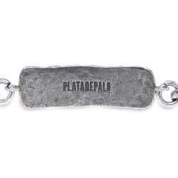 WB384X Pulsera Plata de Palo de mujer elegante y moderna con cinco cabujones granates naturales de 4 milímetros