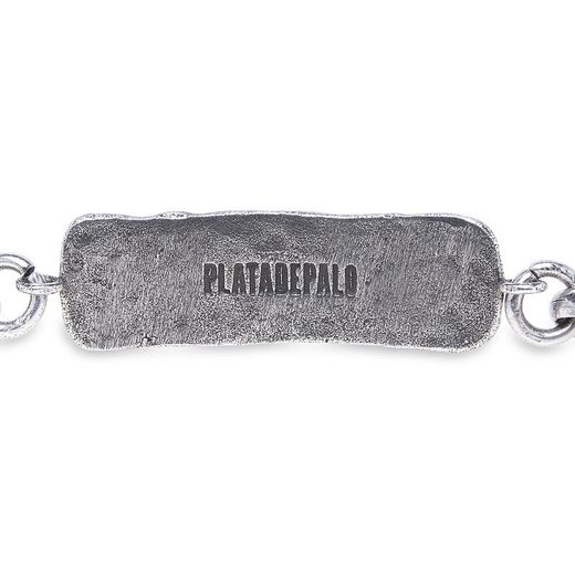 WB384X Pulsera Plata de Palo de mujer elegante y moderna con cinco cabujones granates naturales de 4 milímetros