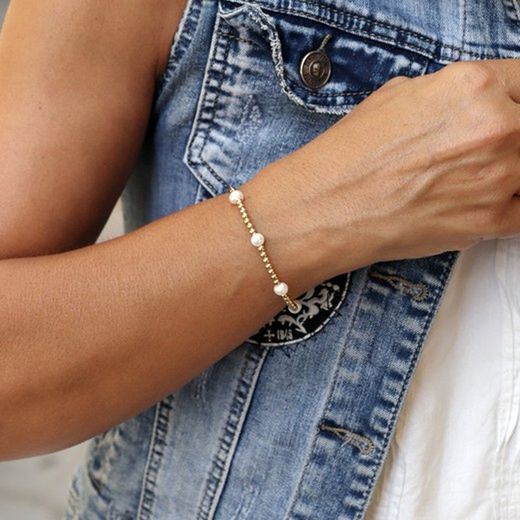 WB388X Pulsera Elmina PLATA DE PALO de perlas para mujer elegante