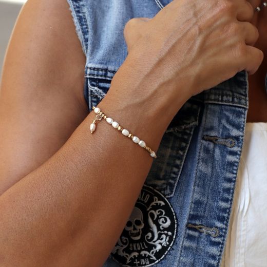 WB391X Pulsera PLATA DE PALO colección Valentina de perlas de agua dulce para mujer