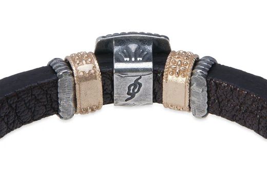 WB447X Pulsera PLATA DE PALO mujer de cuero con calcedonia