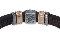 WB448X Pulsera Plata de Palo para mujer de cuero con cuarzo fumé oscuro elegante