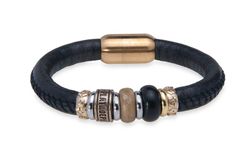 WB459X Pulsera Plata de Palo mujer de cuero con resinas marrón y negro diseño elegante y contemporáneo