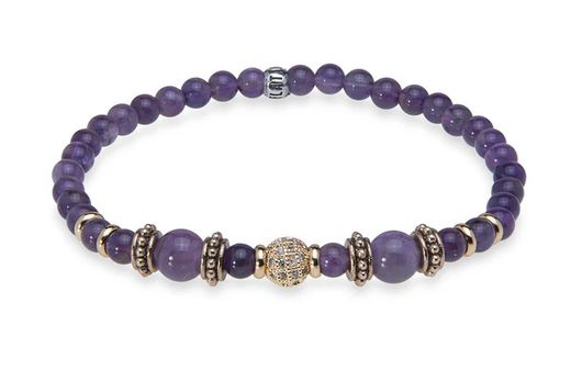WB465A-1 Pulsera PLATA DE PALO mujer de bronce, amatista y circonitas colección Alime diseño tierno y suave