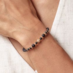 WB465N-1 Pulsera Plata de Palo mujer de bronce, ónix y circonitas colección Zaira