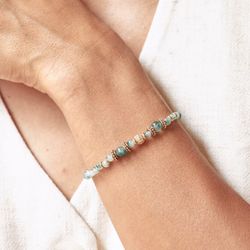 WB465V-1 Pulsera PLATA DE PALO de bronce, ágata y circonitas modelo Yulai elegante y con personalidad