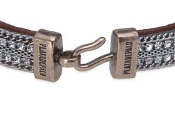 WB466X Pulsera Plata de Palo de cuero con pasamanería plateada colección Lira refinada y selecta