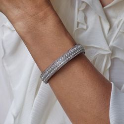 WB466X Pulsera Plata de Palo de cuero con pasamanería plateada colección Lira refinada y selecta
