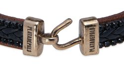WB468X Pulsera Plata de Palo elaborada en cuero con pasamanería negra modelo Mylen versátil y atemporal