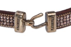 WB469X Pulsera Plata de Palo de cuero con pasamanería marrón colección Zyra