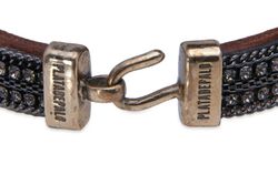 WB470X Pulsera Plata de Palo elaborada en cuero con pasamanería negra modelo Oris que resalta tu estilo único