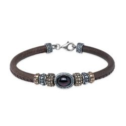 WB487X Pulsera Rita PLATA DE PALO de mujer detalles en plata bronce y piedra oval granate