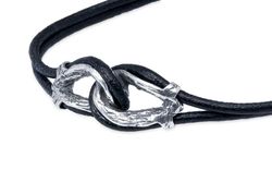 WB520X Pulsera Guadalupe PLATA DE PALO de cuero y plata 925 cierre de mosquetón