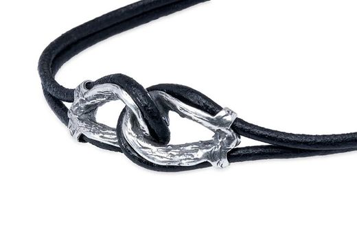 WB520X Pulsera Guadalupe PLATA DE PALO de cuero y plata 925 cierre de mosquetón