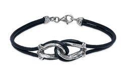 WB520X Pulsera Guadalupe PLATA DE PALO de cuero y plata 925 cierre de mosquetón