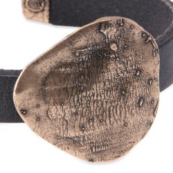 WB548X Pulsera PLATA DE PALO decorativa de cuero mujer Zenchi con centro de bronce