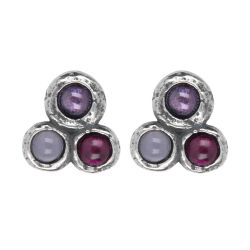WE263X Pendientes Plata de Palo Mujer Satori de plata 925 con rubí, rosa, y amatista muy elegantes