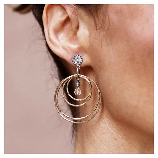 WE084X Pendientes Plata de Palo mujer circulares elegantes