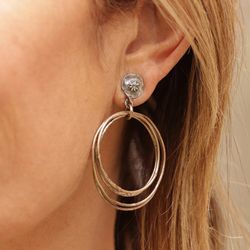 WE098X Pendientes Plata de Palo mujer de bronce y plata