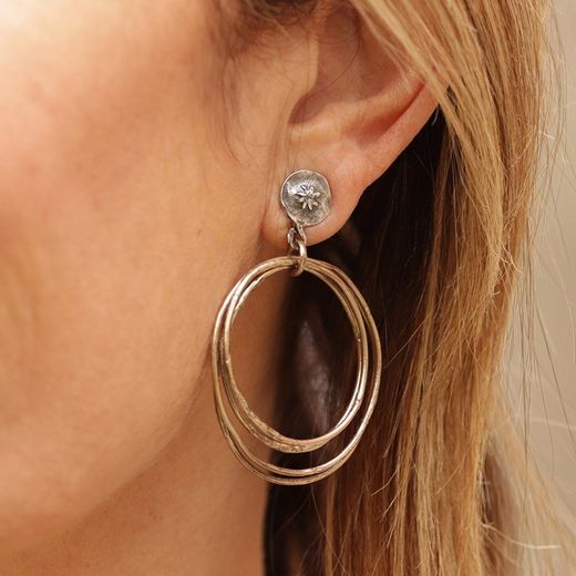 WE098X Pendientes Plata de Palo mujer de bronce y plata