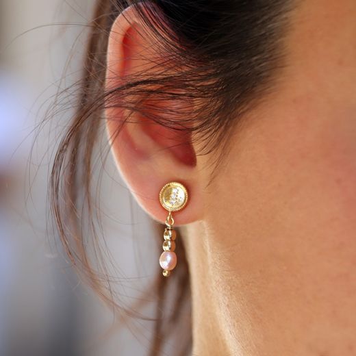 WE159G Pendientes Plata de Palo modelo Amaia de perlas para mujer