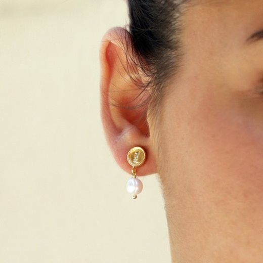 WE160G Pendientes Plata de Palo colección Avivah de perlas para mujer