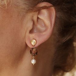 WE161G Pendientes Plata de Palo de mujer modelo Carina de perlas agua dulce para mujer elegantes