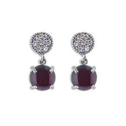 WE169X Pendientes PLATA DE PALO modelo Gran para mujer deslumbrantes con circonitas y granate natural