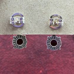 WE169X Pendientes PLATA DE PALO modelo Gran para mujer deslumbrantes con circonitas y granate natural