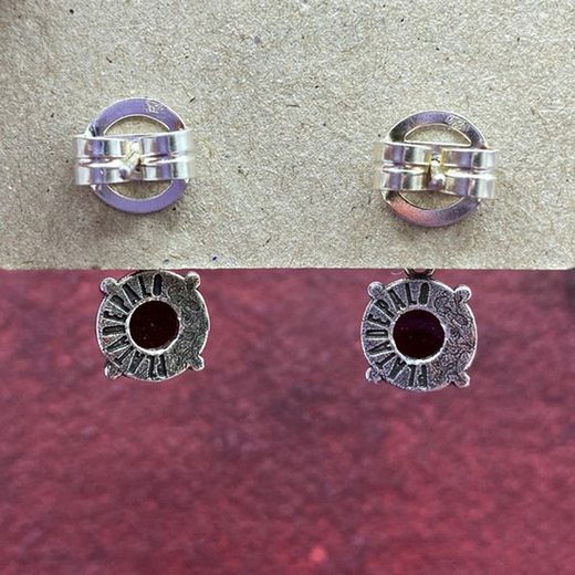 WE169X Pendientes PLATA DE PALO modelo Gran para mujer deslumbrantes con circonitas y granate natural
