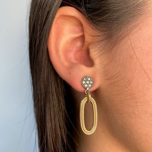 WE181X Pendientes Plata de Palo modelo Brila para mujer de Plata 925 y bronce con circonitas blancas