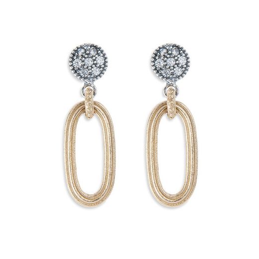 WE181X Pendientes Plata de Palo modelo Brila para mujer de Plata 925 y bronce con circonitas blancas