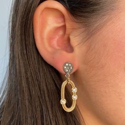 WE182X Pendientes Plata de Palo de mujer de bronce, plata y circonitas blancas