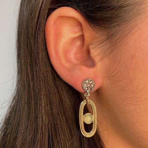 WE185X Pendientes PLATA DE PALO de mujer de bronce y plata con circonitas brown