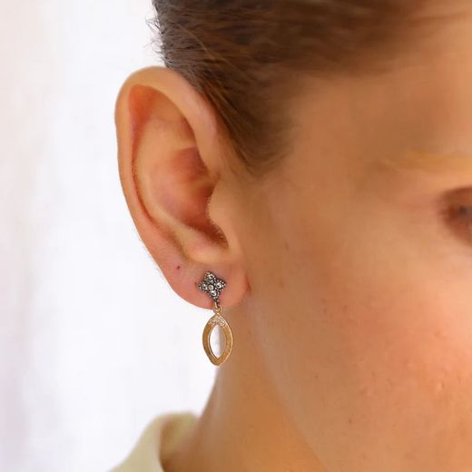 WE188X Pendientes PLATA DE PALO de plata, bronce y circonitas elegantes y atractivos
