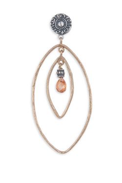 WE192X Pendientes Plata de Palo de plata, bronce y cuarzo fumé con elegancia y carácter