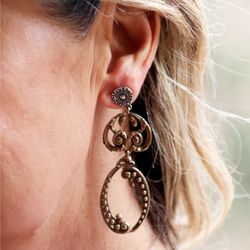 WE206X Pendientes Zafira PLATA DE PALO mujer de bronce con cenefa muy modernos