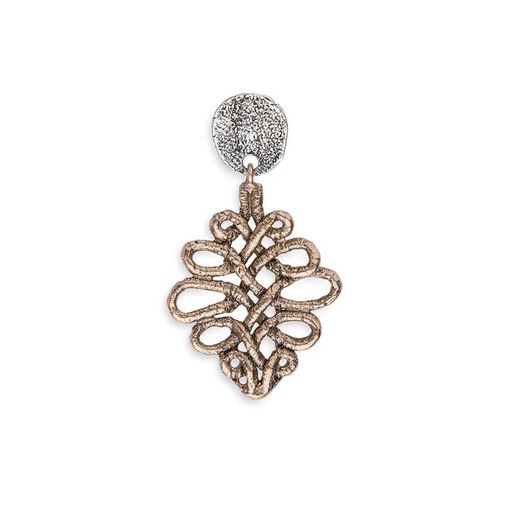 WE214X Pendientes Sofia PLATA DE PALO de mujer en bronce y plata 925 de cenefas y filigranas pieza ideal para añadir un toque de elegancia